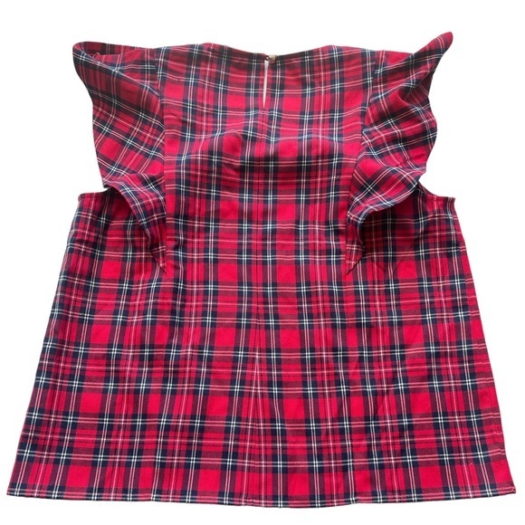 Draper James Plaid‎ Ruffle sleeve holiday top excellent nwt condition Size 14 - Picture 2 of 8